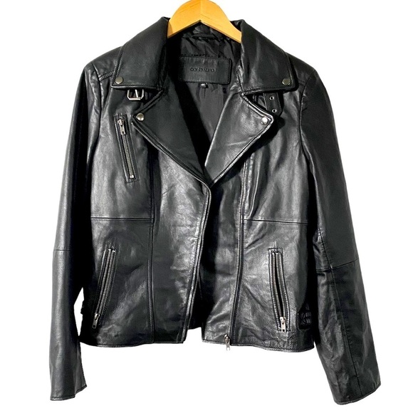 Cigno Nero Jackets & Blazers - Cigno Nero Moto Black Leather Jacket Perorated Biker Motorcycle Women 44 Medium